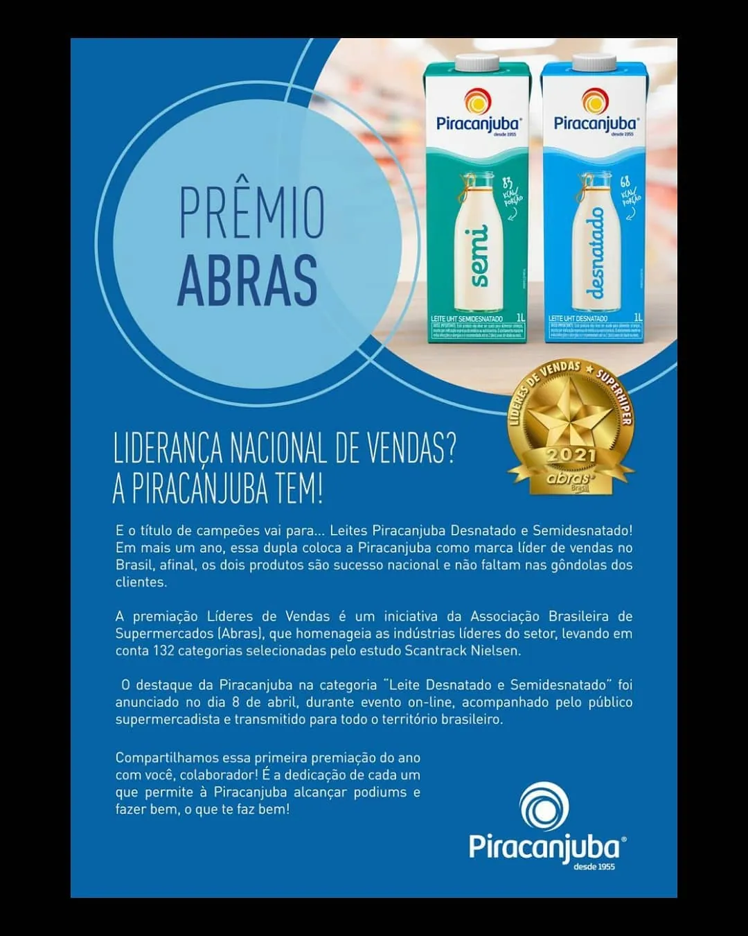 Prêmio Abras Liderança Nacional Piracanjuba🖐👈